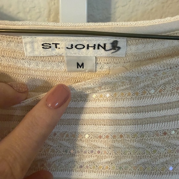 St. John Cream Tank Top with Subtle Sparkle - Picture 2 of 4